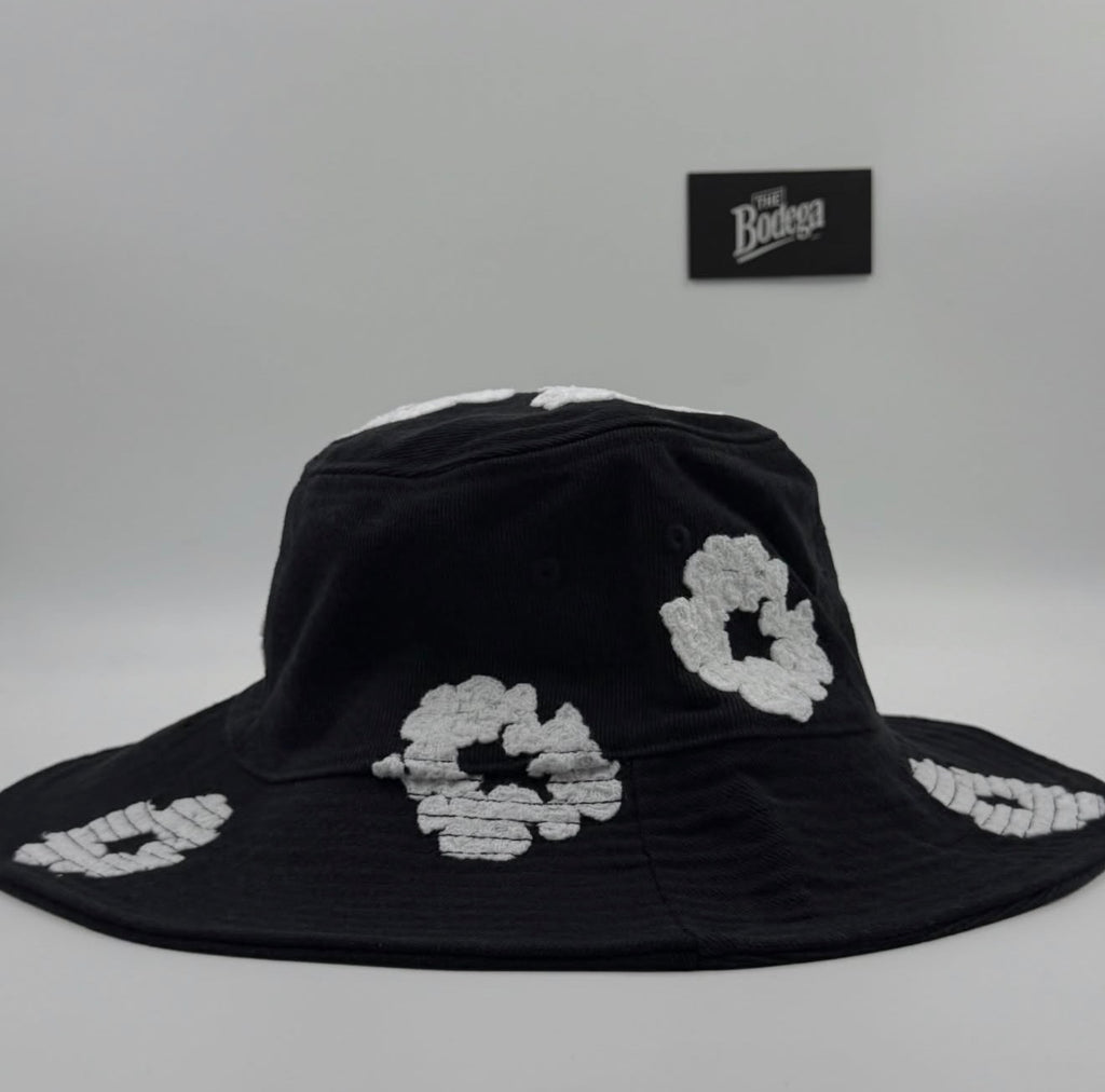 DENIM TEARS DENIM WREAT BUCKET HAT WASHED BLACK