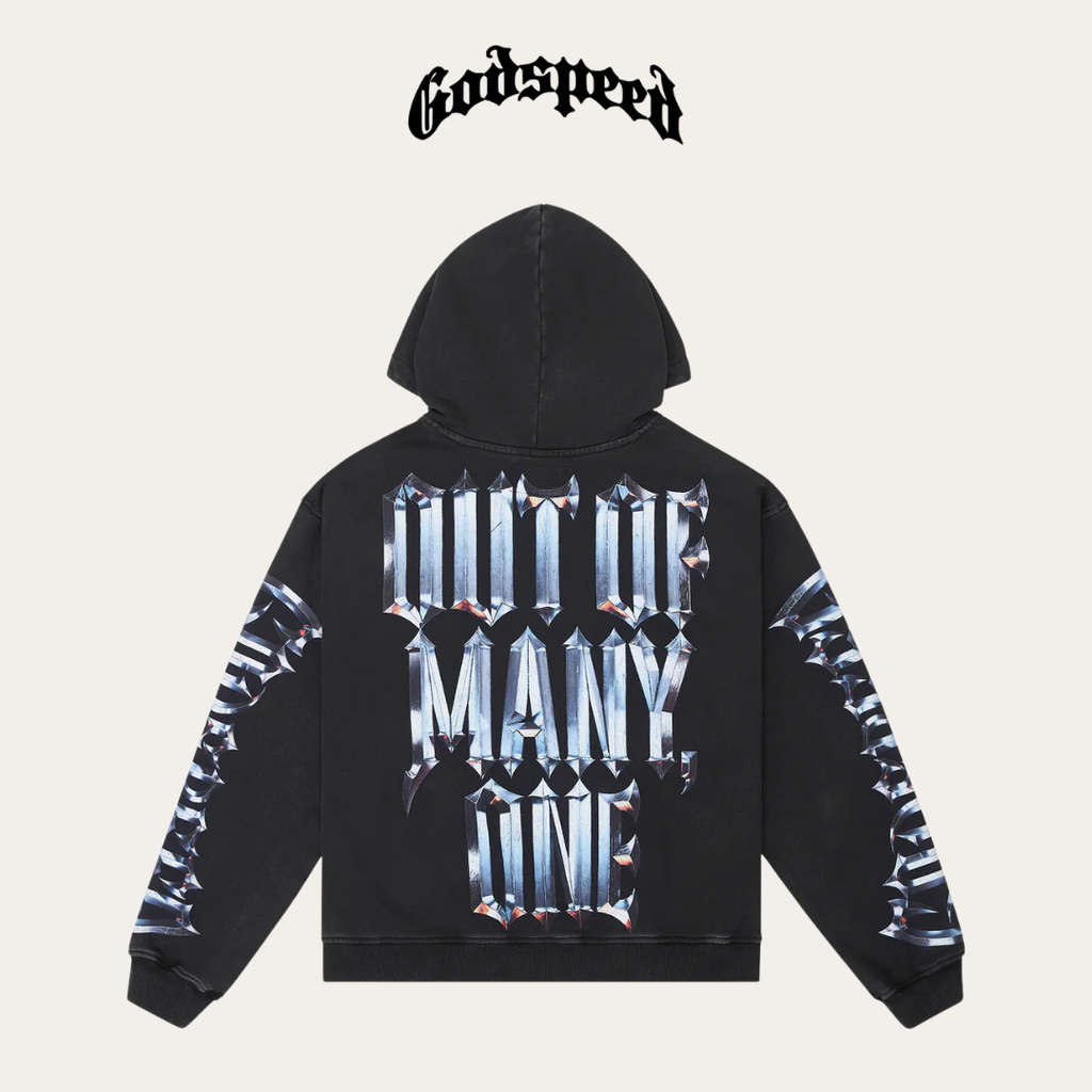 GODSPEED CHROME MOTTO HOODIE BLACK WASH