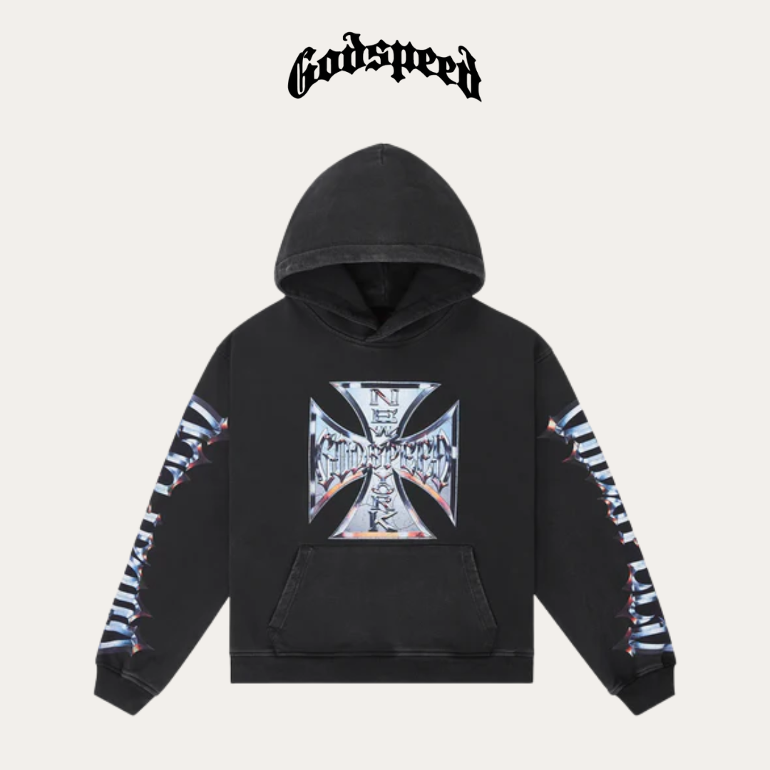 GODSPEED CHROME MOTTO HOODIE BLACK WASH