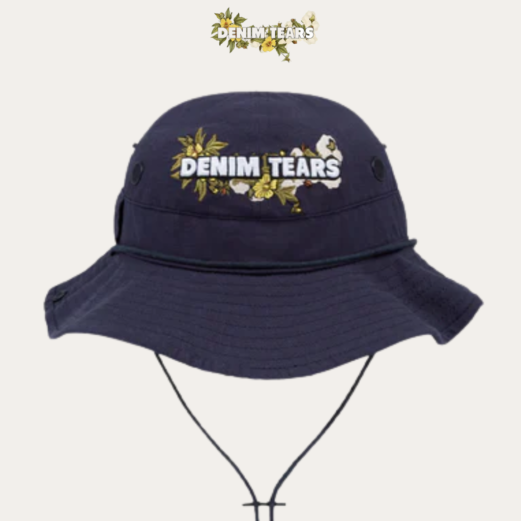 DENIM TEARS FLORAL LOGO BUCKET HAT