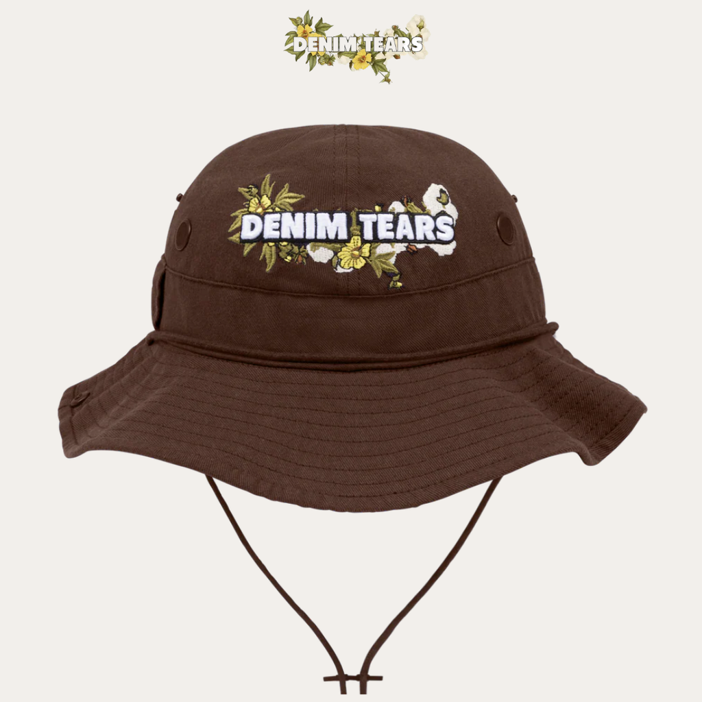 DENIM TEARS FLORAL LOGO BUCKET HAT