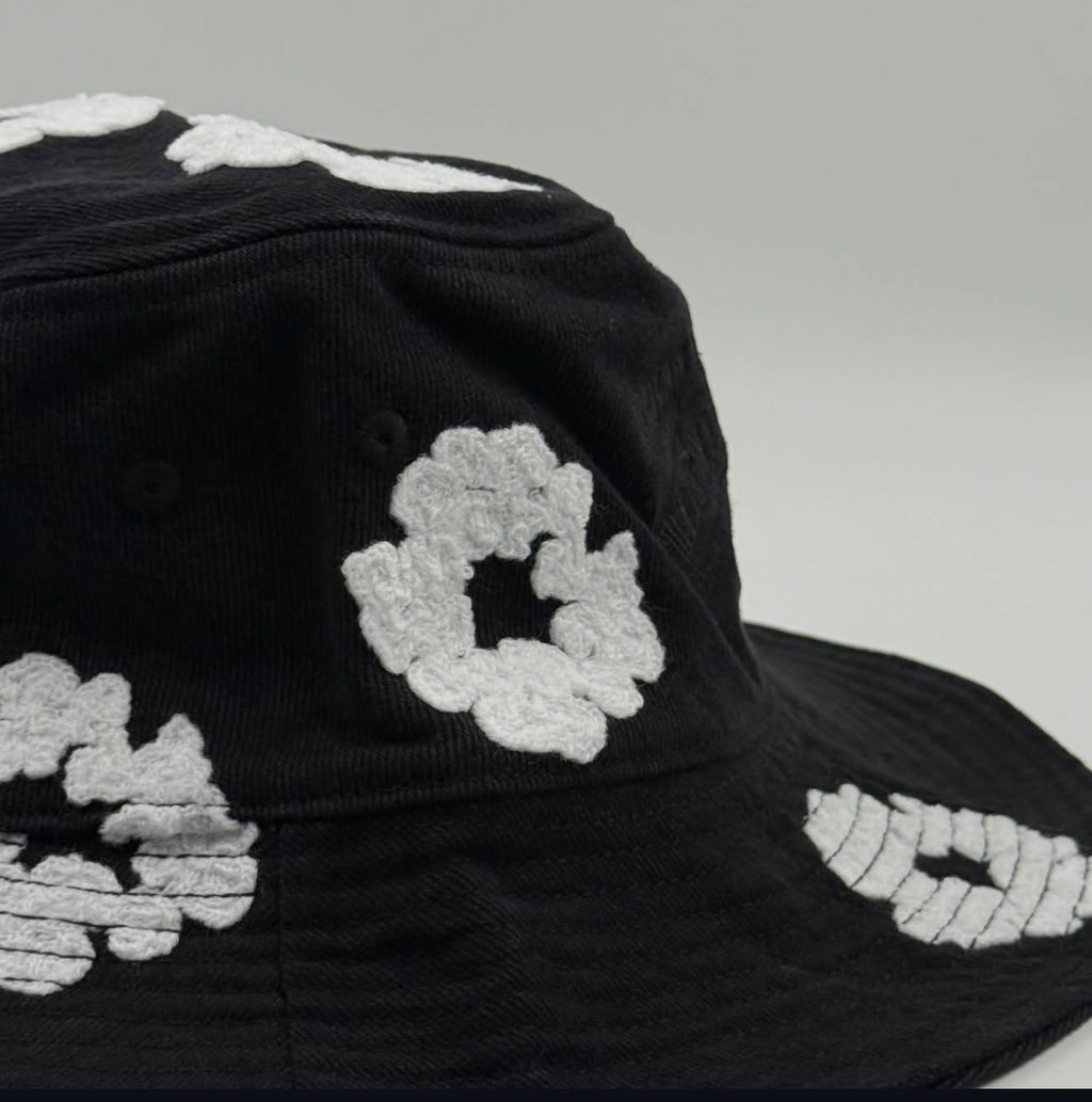 DENIM TEARS DENIM WREAT BUCKET HAT WASHED BLACK