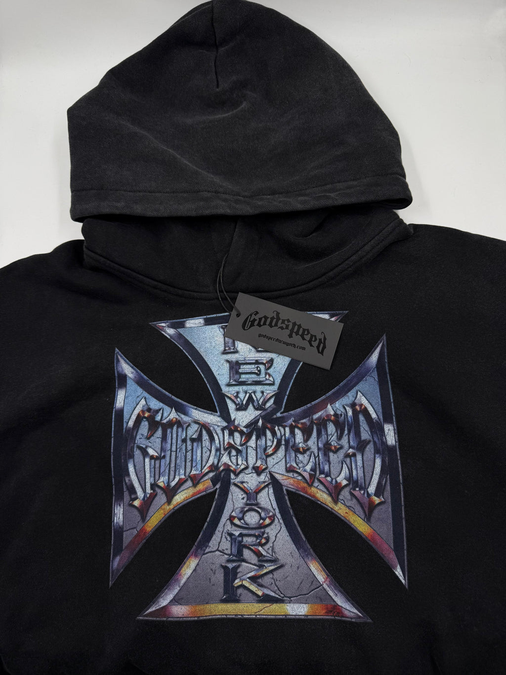 GODSPEED CHROME MOTTO HOODIE BLACK WASH