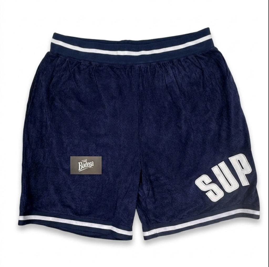 SUPREME ULTRASUEDE MESH SHORTS NAVY